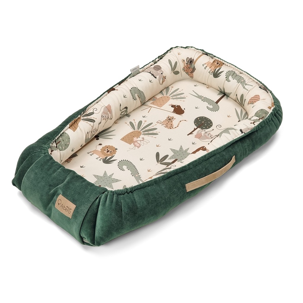 KLUPS Babafészek Velvet RetroTropic fun green 80x45cm termék 2. képe