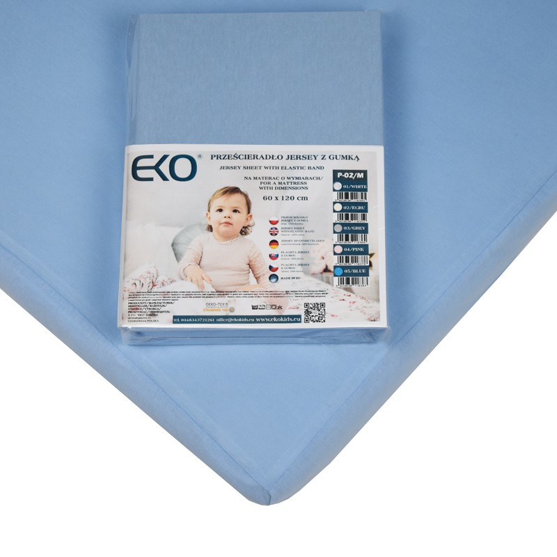 EKO Lepedő gumírozott jersey kék 120x60 cm termék 2. képe