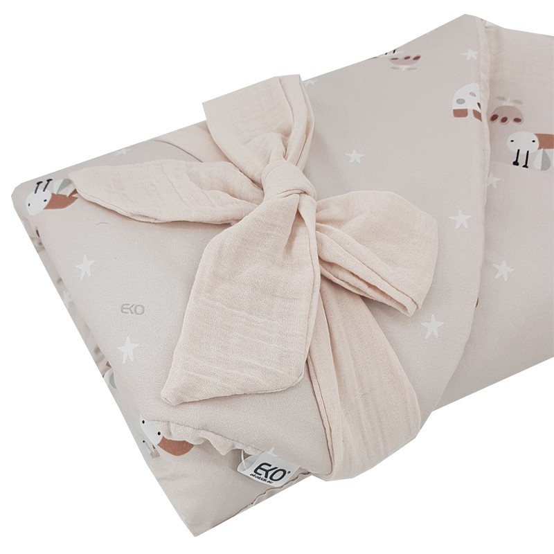 EKO Muszlin pólya kókusz kivehető betéttel Bees Muselin Beige 75x75 cm termék 2. képe