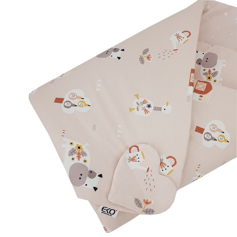 EKO Takaró pamut kétoldalas My farm Powder pink 75x75 cm termék 2. képe