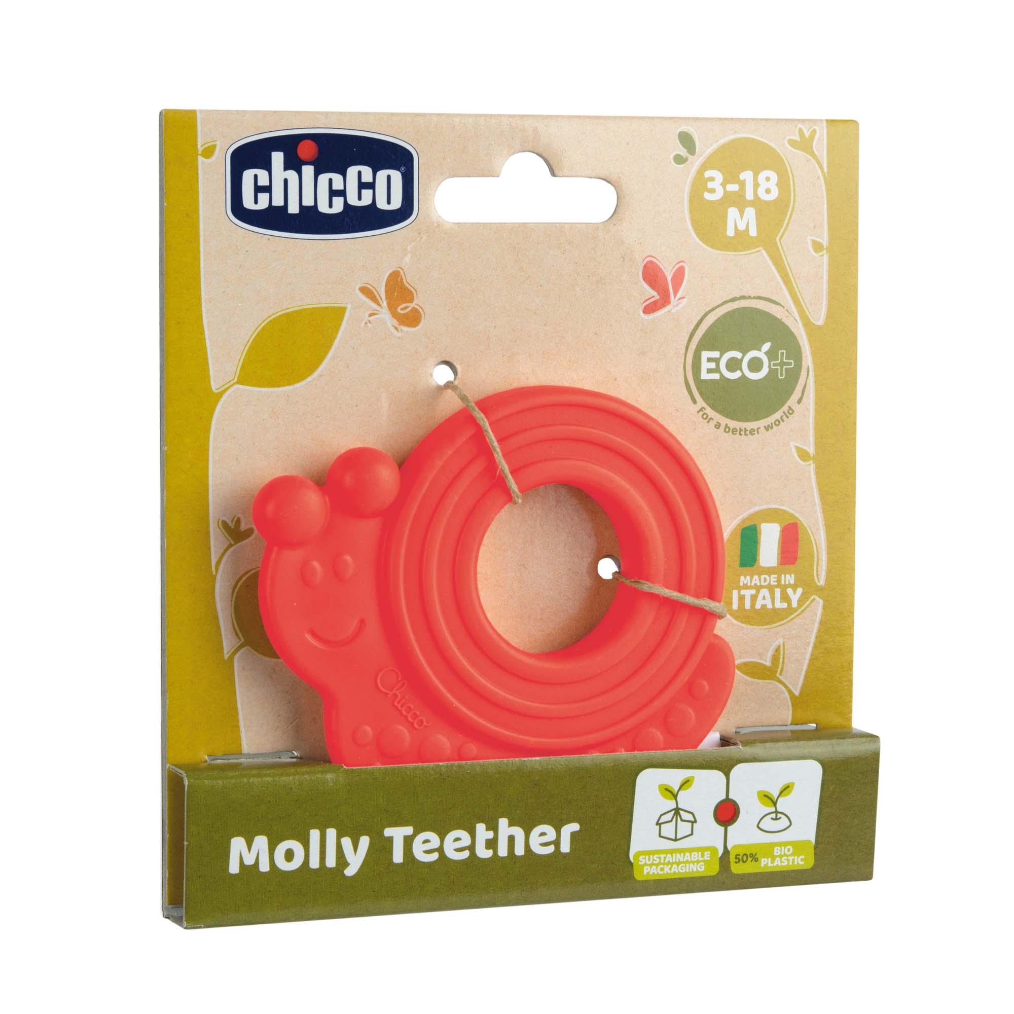 CHICCO Rágóka Eco+ Molly csiga piros 3h+ termék 2. képe