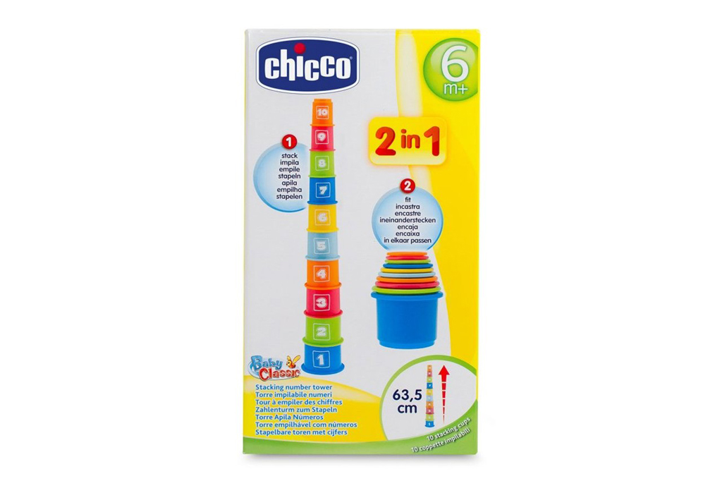 CHICCO Számokkal ellátott toronyépítő poharak 9h+ termék 2. képe