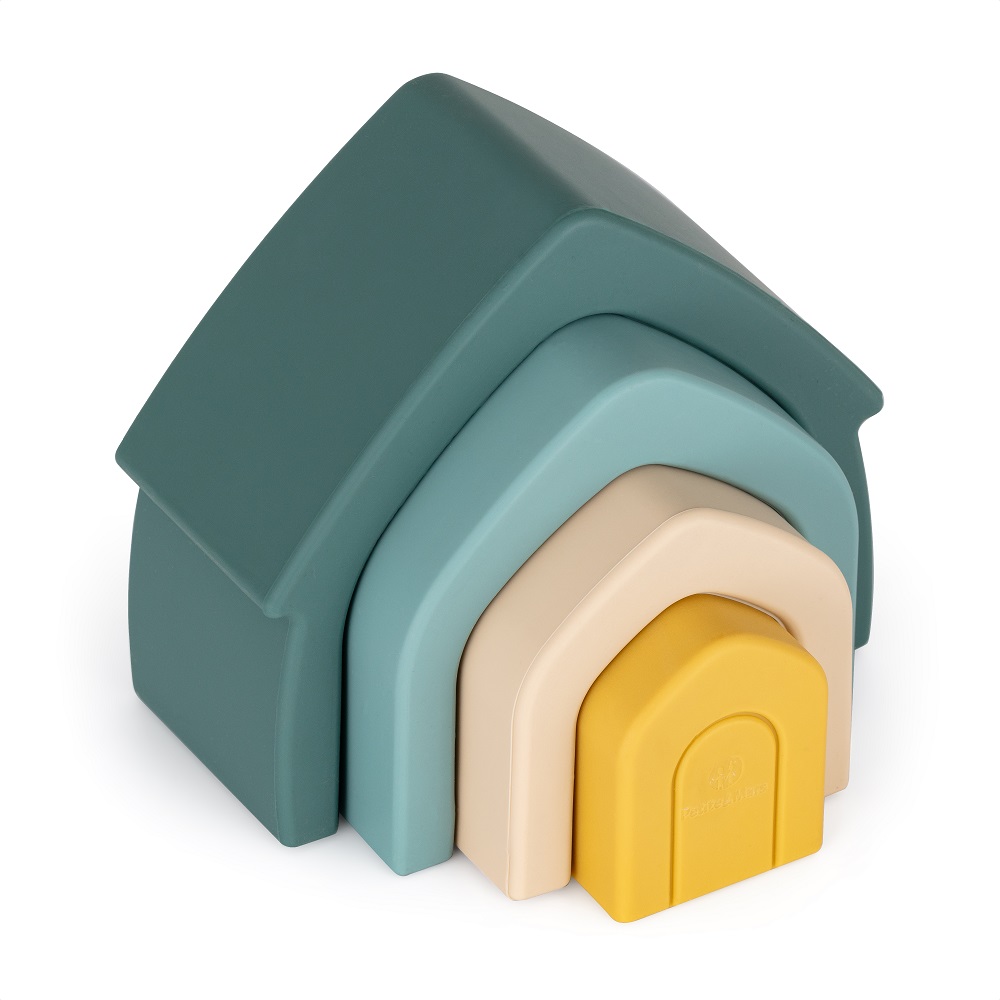 PETITE&MARS szilikon egymásra rakható játék House Misty Green 12m+ termék 2. képe