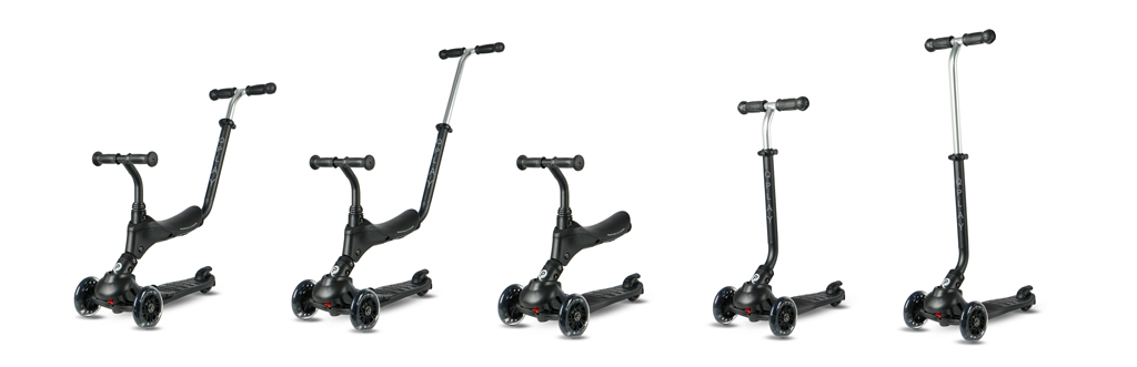 QPLAY Roller Sema Pro Black, 5 az 1-ben, LED kerekekkel, 1-6 éves korig termék 2. képe
