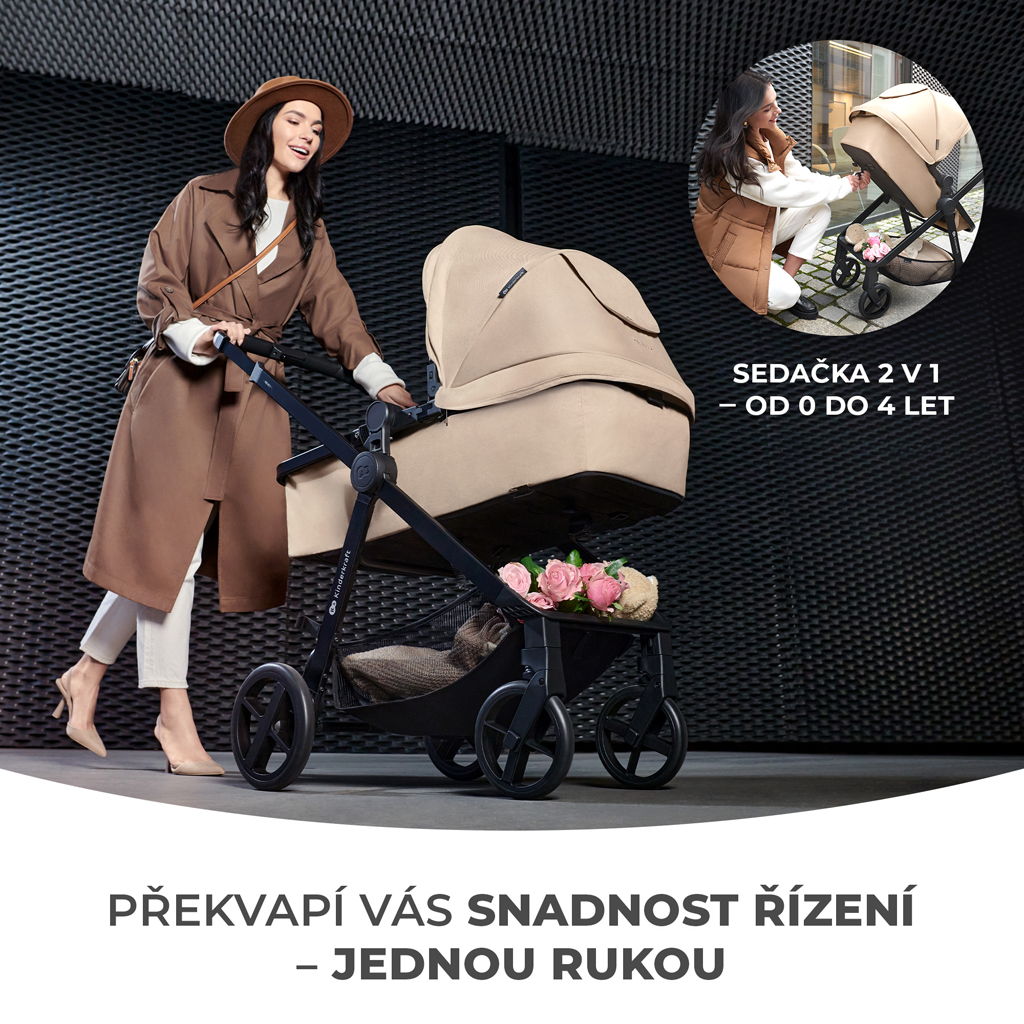 KINDERKRAFT Babakocsi kombinált 4 az 1-ben Newly Classic Grey + Mink PRO termék 2. képe
