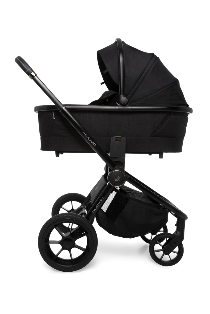MUUVO Kombinált babakocsi Quick SE 2 Chromium fekete szett 2 az 1-ben + CYBEX Aton B2 i-Size + alap termék 2. képe