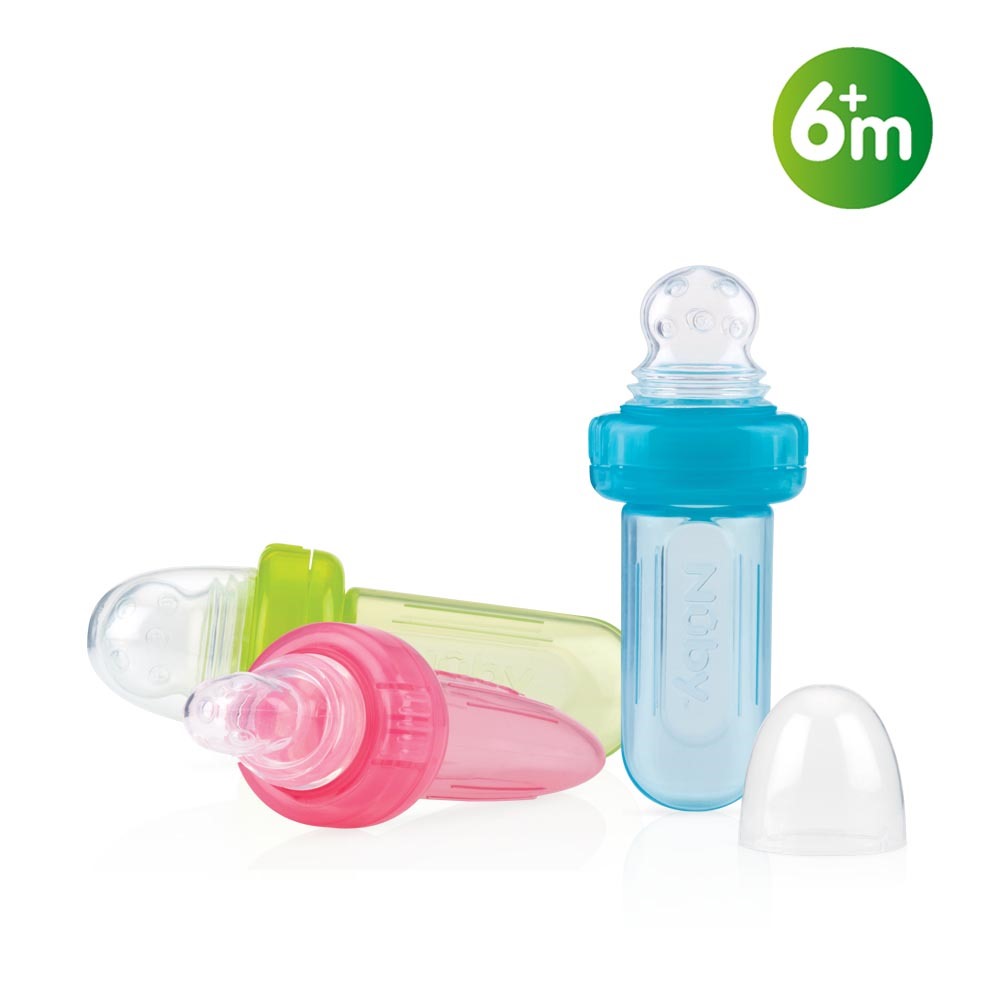 NUBY Easy squeezy feeder szilikon etető 6 h+, kék termék 2. képe