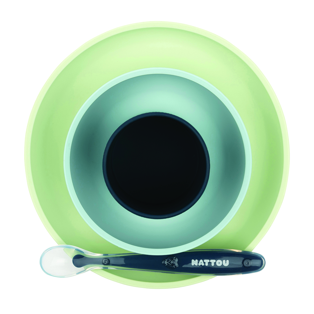 NATTOU Szilikon étkészlet 4 db-os zöld-kék BPA mentes termék 2. képe