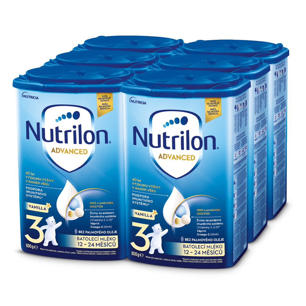 NUTRILON Mléko batolecí 3 Advanced Vanilla od uk. 12. měsíce 6x 800 g