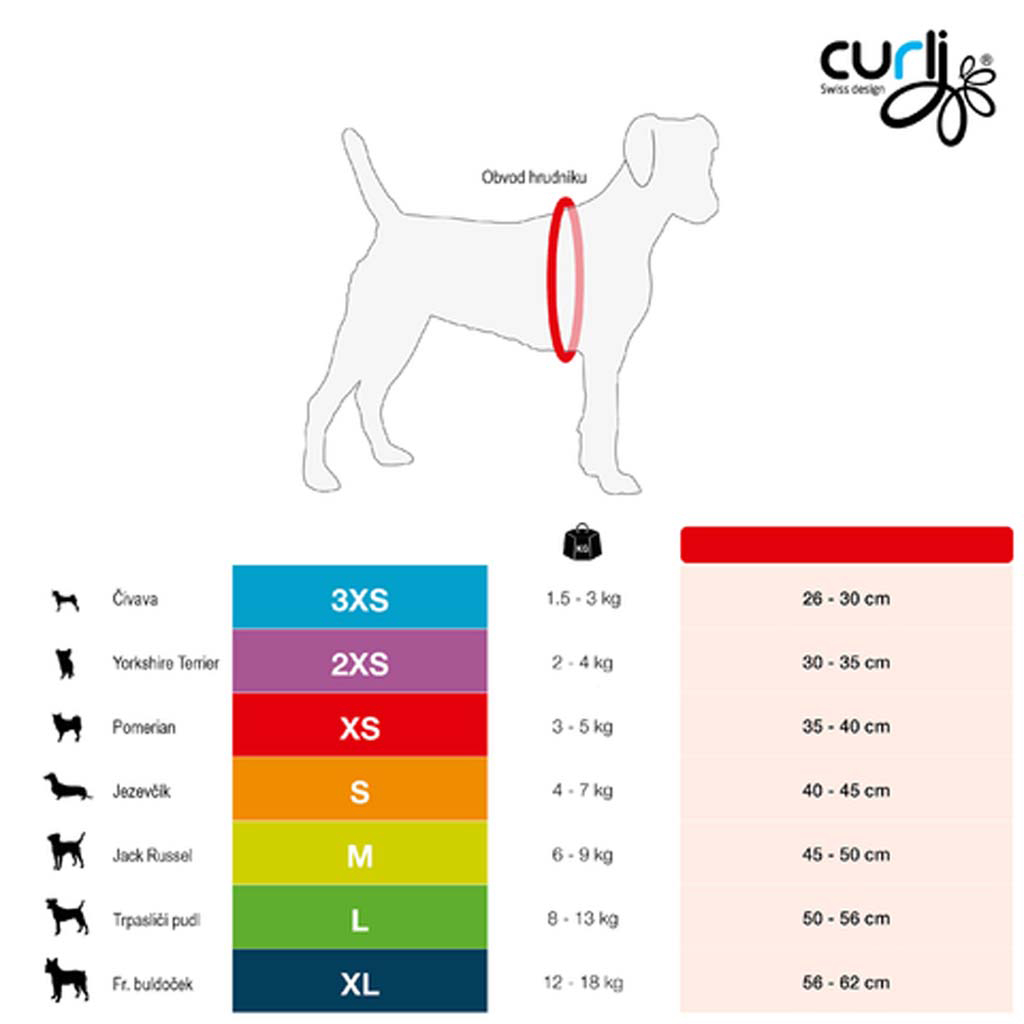 CURLI Postroj pro psy se sponou Softshell Red 3XS, 1,5-3 kg
