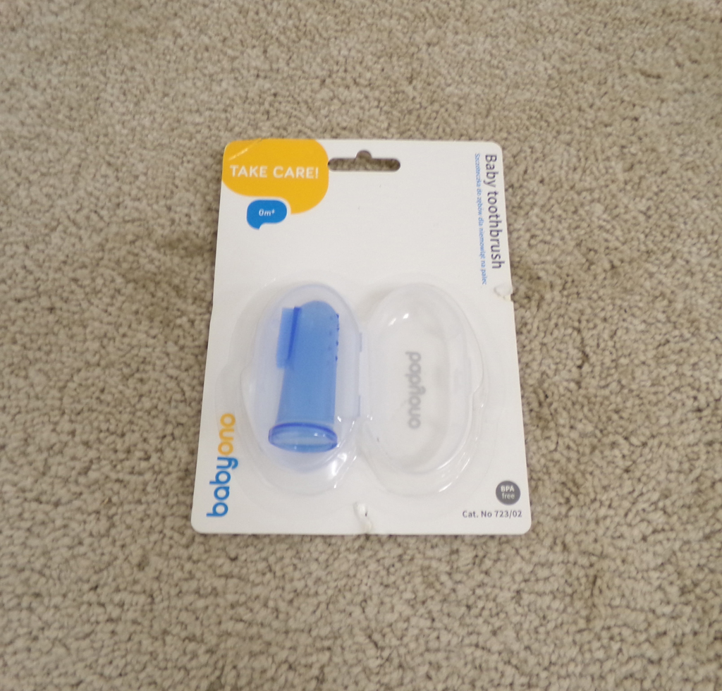 BABYONO Kartáček zubní prstový s pouzdrem modrý