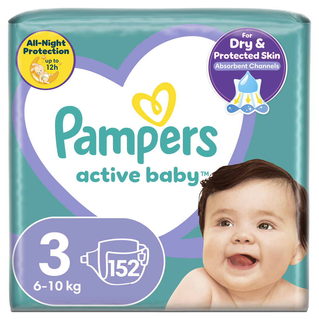 PAMPERS Active Baby Egyszer használatos pelenka 3 (610 kg) 152 db