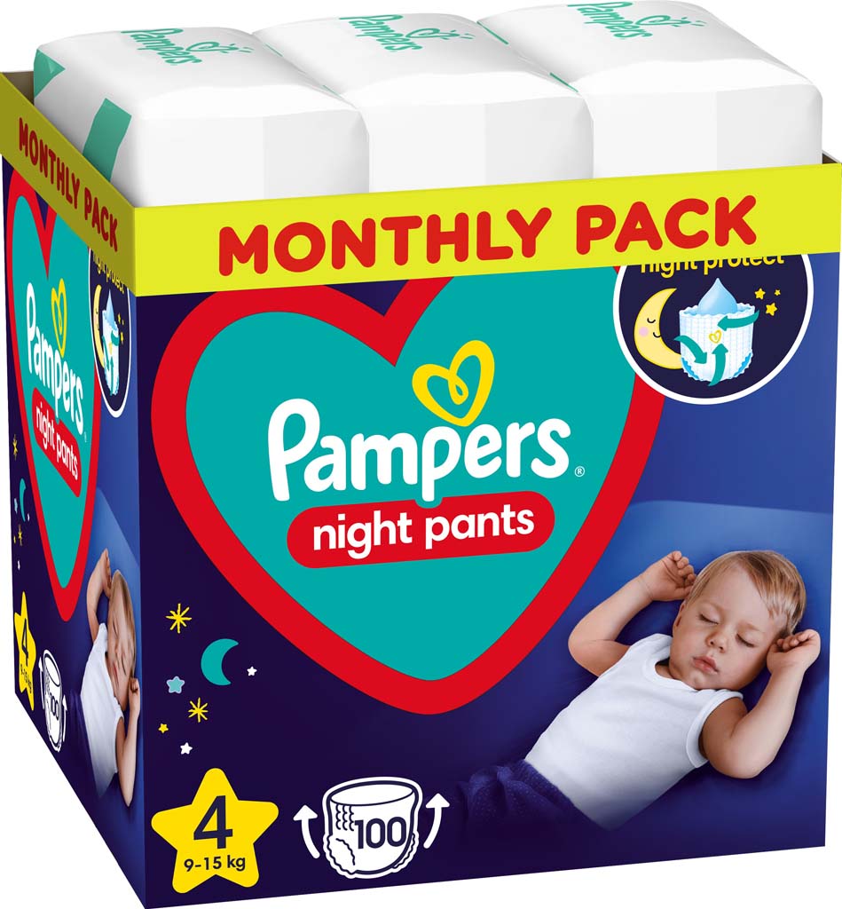 PAMPERS Night Pants Nohavičky plienkové jednorazové 4 (915 kg) 100 ks