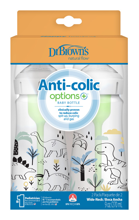 DR.BROWN'S Anti-colic Wide Neck Dino 270ml cumisüveg, 2db (WB92026) termék 2. képe