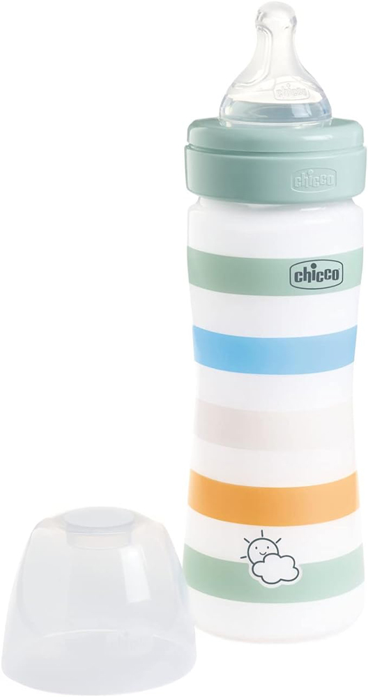 CHICCO Well-being szilikon cumisüveg 250 ml fiú termék 2. képe