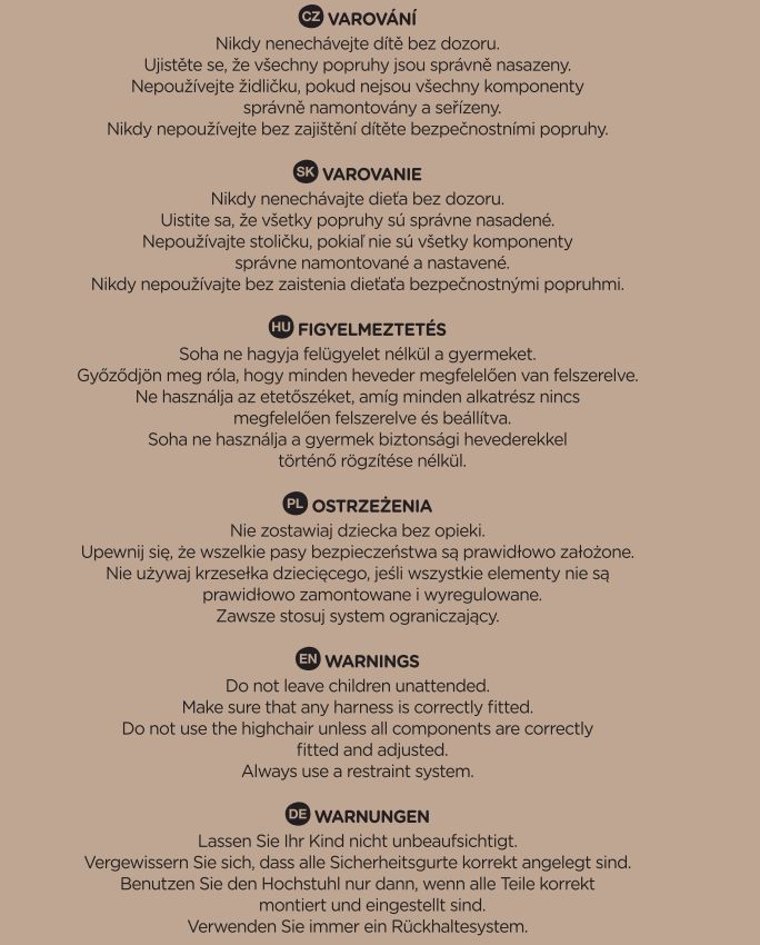 FEEDO Stolička jedálenská Bite Pastel Beige.

Jedálenská stolička Bite je elegantným a kompaktným riešením pre malé
priestory.
skladovanie, zatiaľ čo praktická rukoväť uľahčuje prepravu.
ideálna na každodenné používanie v malých kuchyniach a počas
cestovania.

Napriek kompaktným rozmerom je stolička vybavená priestranným
prešívaným sedadlom z PU, 3-bodovými bezpečnostnými pásmi,
odnímateľným podnosom a nastaviteľnou opierkou nôh.
dieťa doje, stolička sa v priebehu niekoľkých sekúnd bez
námahy zloží.

Ľahký hliníkový rám zabezpečuje jednoduché prenášanie, zatiaľ čo
široká základňa poskytuje bezpečnú stabilitu.
utrieť vlhkou handričkou a podnos je možné umývať v umývačke riadu do
40 stupňov Celzia.

Vlastnosti:


	vhodné pre deti od 6 do 36 mesiacov

	rýchle zloženie v priebehu niekoľkých sekúnd

	3-bodové bezpečnostné pásy

	nastaviteľná opierka nôh

	podnos vhodný na umývanie v umývačke riadu

	ľahko umývateľné PU sedadlo

	ľahká a prenosná

	rozmery v rozloženom stave: 76 × 58 × 95 cm

	kompaktné rozmery v zloženom stave: 70 × 60 × 8 cm

	celková hmotnosť: 5,1 kg

	netto hmotnosť: 4,3 kg

	rozmery balenia: 55 × 20 × 48 cm

	maximálna nosnosť: 15 kg

	spĺňa európsku bezpečnostnú normu EN 14988–2:2006+A1:2012


Adresa dodávateľa: ags 92, s.r.o., Drahobejlova 2515/18,
190 00 Praha

email: feedo@feedo.cz