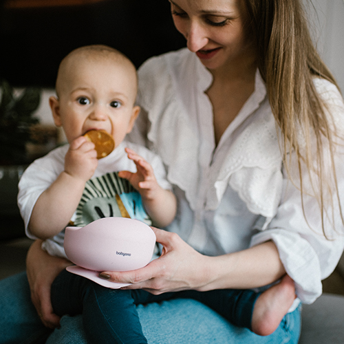 BABYONO Szilikon tálka tapadókoronggal - pink 6h+ termék 2. képe