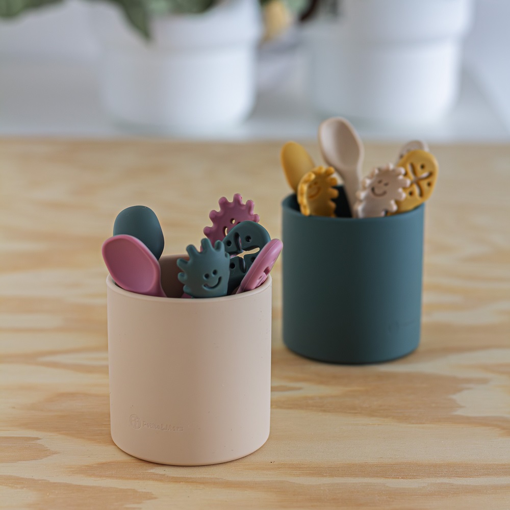 PETITE&MARS Szilikon gyakorló kanál szett 3 db Take&Match Desert Sand 6m+ termék 2. képe