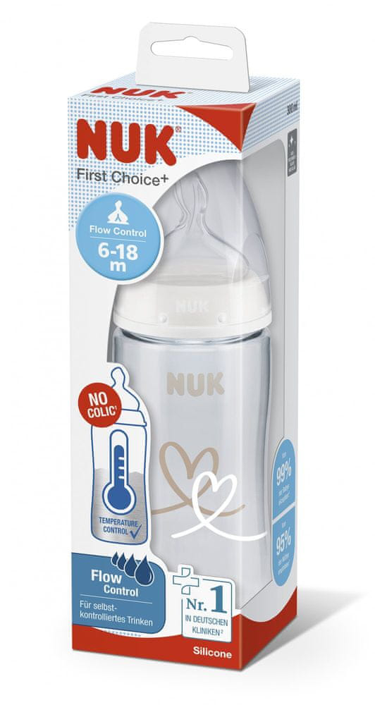 NUK FC+ palack hőmérséklet-ellenőrzéssel 300 ml - fehér termék 2. képe