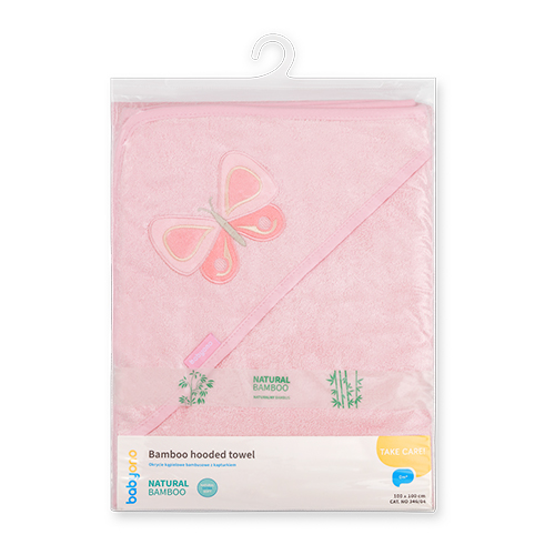 BABYONO Kapucnis törölköző bambusz rózsaszín 100x100 cm termék 2. képe