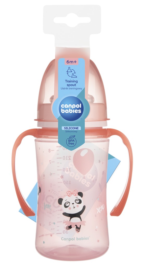 CANPOL BABIES Tréninkový hrníček Exotic Animals 240 ml rózsaszín termék 2. képe