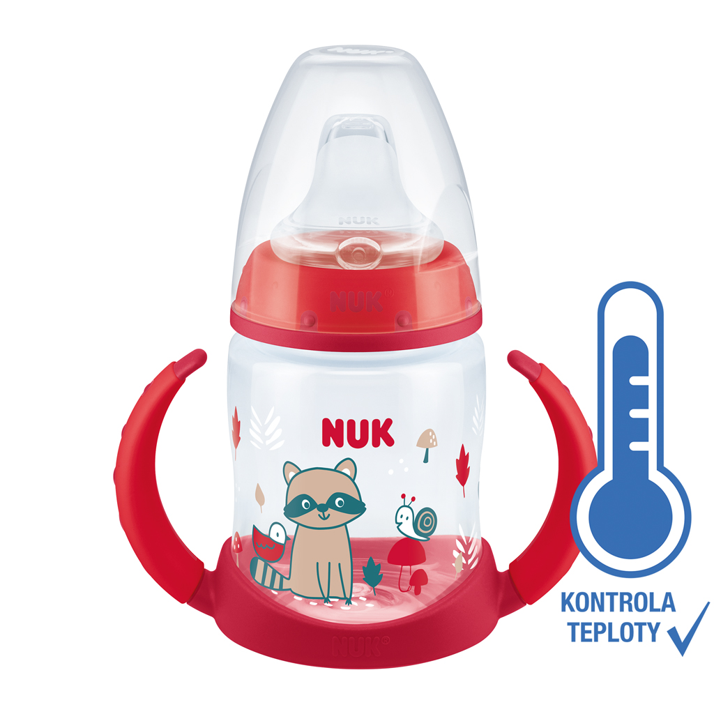 NUK FC Tanuló cumisüveg hőmérséklet ellenőrzéssel 150 ml piros termék 2. képe