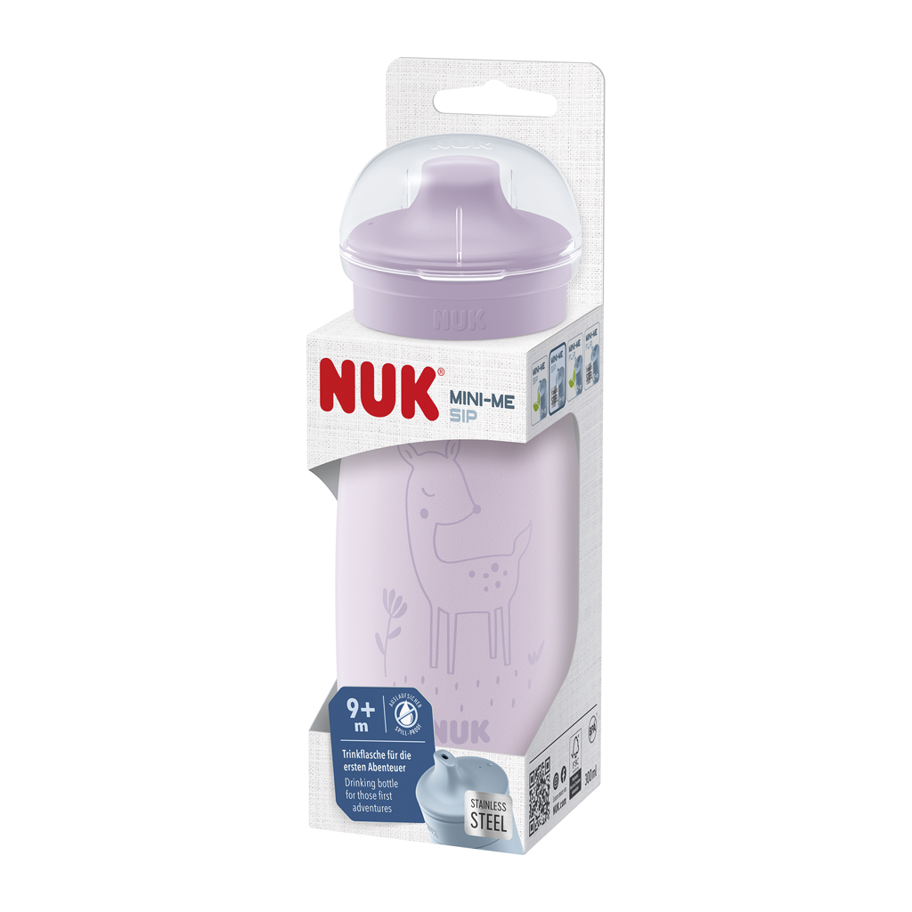 NUK Mini-Me Sip rozsdamentes itatópalacka - lila 300ml, 9m+ termék 2. képe