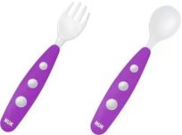 NUK Detský príbor mini (lyžička + vidlička) - fialový NUK Detský príbor mini (lyžička + vidlička) - fialový