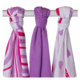 KIKKO Bambusové pleny Hearts&Waves 70x70 (3 ks) – lilac KIKKO Bambusové pleny Hearts&Waves 70x70 (3 ks) – lilac