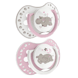 LOVI Cumlík silikónový symetrický dynamický Night&Day Girl (0-3m) 2 ks – hrošík LOVI Cumlík silikónový symetrický dynamický Night&Day Girl (0-3m) 2 ks – hrošík