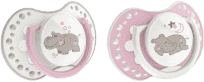 LOVI Cumlík silikónový symetrický dynamický Night&Day Girl (3-6m) 2 ks – hrošík LOVI Cumlík silikónový symetrický dynamický Night&Day Girl (3-6m) 2 ks – hrošík