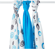 KIKKO Bambusové plienky Spirals&Bubbles 70x70 (3 ks) – cyan KIKKO Bambusové plienky Spirals&Bubbles 70x70 (3 ks) – cyan