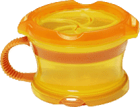 MUNCHKIN Oranžovo-žlutý svačinový hrneček Click Lock MUNCHKIN Oranžovo-žlutý svačinový hrneček Click Lock