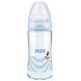 NUK FC+ láhev sklo 240ml,silikon, velikost 1,M – modrá NUK FC+ láhev sklo 240ml,silikon, velikost 1,M – modrá