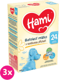 3x HAMI 24+ s příchutí vanilky (600 g) - kojenecké mléko