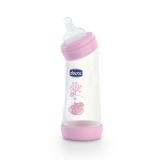 CHICCO Láhev zahnutá bez BPA Well-Being silikonový dudlík růžová 250 ml CHICCO Láhev zahnutá bez BPA Well-Being silikonový dudlík růžová 250 ml