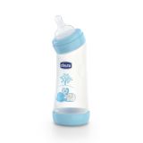 CHICCO Láhev zahnutá bez BPA Well-Being silikonový dudlík modrá 250 ml CHICCO Láhev zahnutá bez BPA Well-Being silikonový dudlík modrá 250 ml