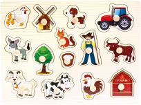 BINO Puzzle drewniane farma 14 elementów BINO Puzzle drewniane farma 14 elementów
