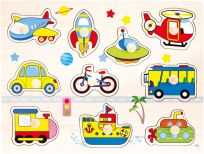 BINO Puzzle drewniane pojazdy 10 elementów BINO Puzzle drewniane pojazdy 10 elementów