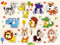 BINO Puzzle drewniane safari 11 elementów BINO Puzzle drewniane safari 11 elementów