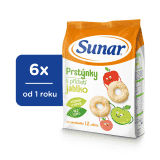 6x SUNAR Dětský snack jablečné kroužky 50 g