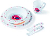 CANPOL BABIES Plastová obedová súprava s príborom Cute Animals vtáčik CANPOL BABIES Plastová obedová súprava s príborom Cute Animals vtáčik