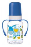 CANPOL BABIES Láhev s potiskem Happy Animals 120 ml s úchyty – modrá CANPOL BABIES Láhev s potiskem Happy Animals 120 ml s úchyty – modrá