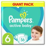PAMPERS Active Baby 6 (13-18 kg) 56 ks GIANT PACK – jednorázové pleny