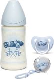 SUAVINEX Set 270 ml t1m + dudlík + klip 0-6 Toys – modrý SUAVINEX Set 270 ml t1m + dudlík + klip 0-6 Toys – modrý