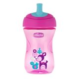 CHICCO Hrneček Advanced s hubičkou ve tvaru brčka 266 ml, 12m+ - růžový CHICCO Hrneček Advanced s hubičkou ve tvaru brčka 266 ml, 12m+ - růžový