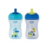 CHICCO Hrneček Advanced s hubičkou ve tvaru brčka 266 ml, 12m+ - modrý CHICCO Hrneček Advanced s hubičkou ve tvaru brčka 266 ml, 12m+ - modrý