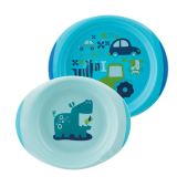 CHICCO Jídelní set talíř a miska, 12m+ - kluk CHICCO Jídelní set talíř a miska, 12m+ - kluk