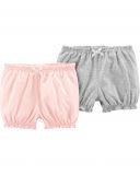CARTER'S Kalhoty krátké 2 ks, růžová/šedá - 6 m/vel. 68