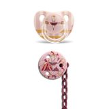 SUAVINEX Anatomický dudlík, silikon, +6m + kulatý klip - růžový cirkus SUAVINEX Anatomický dudlík, silikon, +6m + kulatý klip - růžový cirkus